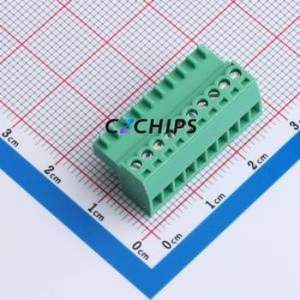 MX2EDGK-2.54-10P-GN01-Cu-Y-A Plug-in Terminal Block P=2.54mm Connector Male Plug 2.54mm Green 10P - Product Image 1