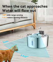 Distributeur d'eau sans fil pour chat en acier inoxydable 236oz/7l Fontaine à eau pour chien pour animaux de compagnie avec capteur de mouvement Pompe ultra silencieuse