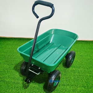 50L Outdoor Four Wheel Hand Garden <span class=keywords><strong>Dump</strong></span> <span class=keywords><strong>Cart</strong></span> Trolley <span class=keywords><strong>Wagon</strong></span> Carrier Wheelbarrow Com Puxando Handle 10 "Pneumáticos Pneus - Product Image 3