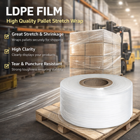 Film LDPE en gros, film étirable PE haute densité épaissi, anti-poussière, facile à sceller, film rétractable pour canettes, eau en bouteille et boissons