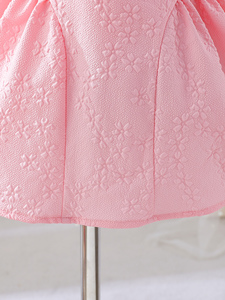 Vestito Estivo per Bambina, <span class=keywords><strong>Dolce</strong></span> ed Elegante, con Collo in Pizzo, Maniche a Palloncino, Stile Principessa, Gonna Floreale Retrò Soffice, ODM - Product Image 5