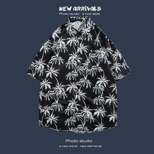 Ensemble de plage avec chemise florale à manches courtes, veste décontractée ample pour couple, idéale pour les voyages en plein air - Product Image 4