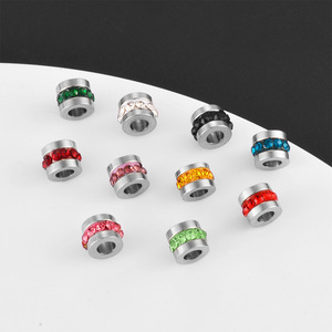 Rhinestone Tube Bead | 18K PVD Stainless Steel Large Hole <b>Spacer</b> Bead for DIY Bracelet Necklace Jewelry Making Accessories - Product Image 4