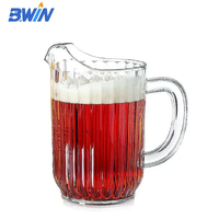 Pichet à bière en plastique PC transparent de 32/47/60oz personnalisé et pichet en verre à eau avec poignée
