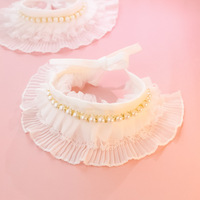 Vente en gros mignon chat chien dentelle Bandana perle princesse Bandana écharpe accessoires pour animaux de compagnie