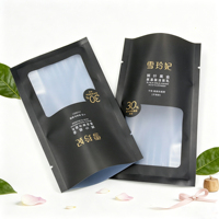 Pochette en plastique laminé sur mesure pour emballage de masque facial avec fenêtre, estampage à chaud en feuille d'argent, sac à trois soudures latérales