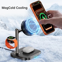 Base de Carga Inalámbrica Rápida de 25W, 3 en 1, con Luz Nocturna Magnética, Estación de Carga de Escritorio para Auriculares y Reloj Inteligente