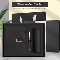 Carnet de notes promotionnel A5 en cuir PU avec stylo, gobelet isotherme, reliure cousue, 100 feuilles, logo personnalisé, coffret cadeau