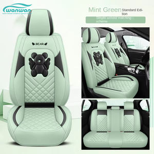 Mignonne fille dessin animé ours Design cuir enveloppe complète housse de <span class=keywords><strong>siège</strong></span> de voiture quatre saisons coussin Internet populaire pour les voitures General Motors - Product Image 2