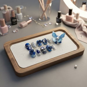 Uñas Postizas de <span class=keywords><strong>Mariposa</strong></span> Grandes de 11 Piezas Blue Monarch, Forma de Almendra, Uñas Postizas Premium Hechas a Mano para Venta al por Mayor - Product Image 6