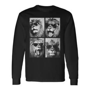 T-shirt à manches longues avec motif de lions mignons avec lunettes de soleil, idéal pour les séances photo d'animaux - Product Image 1