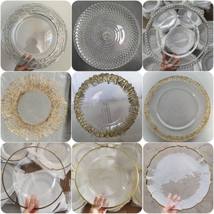 Platos de Cristal Transparentes con Borde Dorado para Bodas, Platos Base con Diseño Floral, Venta al Por Mayor - Product Image 6