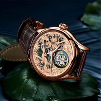 Relojes de Pulsera Mecánicos de Lujo para Hombre con Logotipo Personalizado, Serie de 12 Signos del Zodiaco, Correa de Acero Dorado, Esqueleto 3D, Tourbillon Volante, Resistentes al Agua