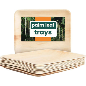 Tùy Chỉnh Dùng Một Lần 4 \ "Lá Cọ Phục Vụ Khay Vòng Hình Chữ Nhật Bữa Ăn Tối Tấm Cho Đám Cưới Bên Và Cắm Trại Ngoài Trời - Product Image 1