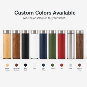 Premium Natural <b>Bamboo</b> 500ml Vacuum Flask 304 Stainless Steel Double Wall Insulated Water Bottle with Custom Logo for Bulk Gift - Product Image 2