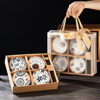 Ensembles de bols en porcelaine avec logo personnalisé boîte-cadeau haut de gamme service de vaisselle en céramique 2 4 6 pièces petit bol en céramique vaisselle