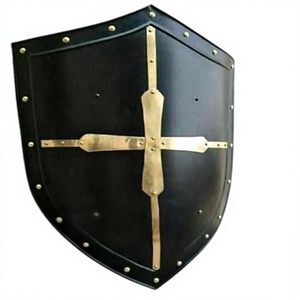 Escudo de Caballero Medieval Negro, Escudo de Guerrero Desgastado por la Batalla, Réplica de Acero de Calibre 18 para LARP - Product Image 2