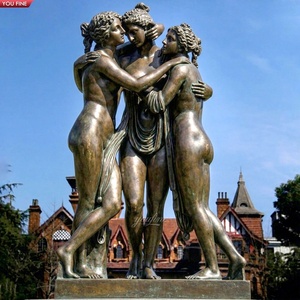 YOUFINE Escultura de Bronce de Tres Chicas, Estatua Clásica de Figura Femenina para Decoración de Jardín o Parque al Aire Libre - Product Image 1