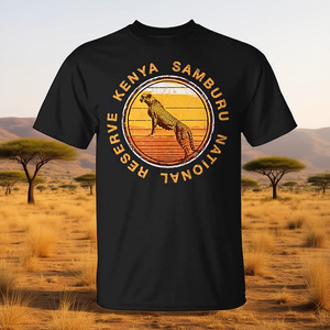 T-shirt rétro de la Réserve nationale de Samburu au Kenya, unisexe, col rond, manches courtes, design Safari Wildlife - Product Image 3