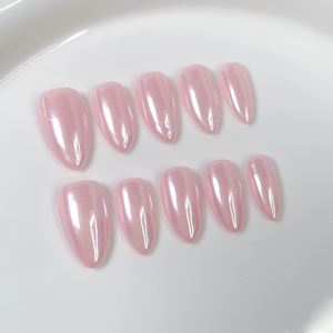 <span class=keywords><strong>Uñas</strong></span> de Gel Sólido con Purpurina <span class=keywords><strong>Rosa</strong></span>, Estilo Clásico y Asequible, Estilo Old Money, Nuevo, Almendradas, Francesas, <span class=keywords><strong>Uñas</strong></span> Artificiales - Product Image 1
