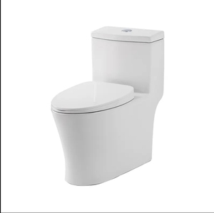 Baño de Hotel moderno, inodoro de cerámica sin montura, alargado cuenco de una pieza, drenaje de trampa en S de doble descarga, sanitario elegante montado en el suelo - Product Image 1