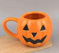 Orange Geometrisches Muster Glasierte Keramik Umweltfreundliche Luxus-Kaffeetasse - Kreatives Halloween-Geschenk 300-400ml