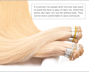 Extensioni di Capelli Umani Remy Annodate <span class=keywords><strong>a</strong></span> Mano, Trama Leggera Senza Cuciture, <span class=keywords><strong>Biondo</strong></span> Platino Cenere per Installazione Professionale in Salone - Product Image 6