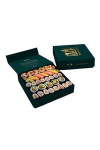 Chất lượng cao sang trọng màu đen bóng Sushi bánh pizza đưa ra hộp tùy chỉnh từ cứng nhắc bao bì Sushi hộp với thiết kế tùy chỉnh - Product Image 4