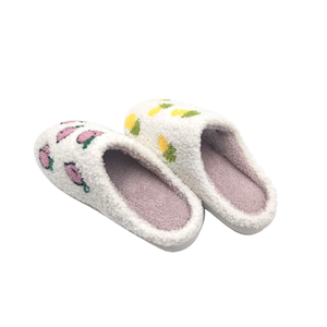 Mules para Mujer al por Mayor, Parte Superior de Felpa Teddy, Entresuela de Terciopelo, Suela de TPR con Bordado, Antideslizantes, Térmicas, con Amortiguación Gruesa - Product Image 3