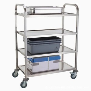 Stainless Steel 4-Tier Food Service <b>Trolley</b>, Commercial Restaurant Kitchen <b>Serving</b> Cart with Four Layers - Product Image 2