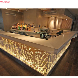 Black marble top bar counter with back wine shelves solid surface wood bar cabinet