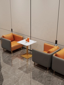 Juego <span class=keywords><strong>de</strong></span> Mesa y Sillas para Cafetería y <span class=keywords><strong>Restaurante</strong></span> Yan Zhong, Estilo Moderno y Lujoso, con Cubierta <span class=keywords><strong>de</strong></span> Cuero, Forma <span class=keywords><strong>de</strong></span> L, Superficie <span class=keywords><strong>de</strong></span> Piedra, Estructura Metálica, Colores Personalizables - Product Image 2