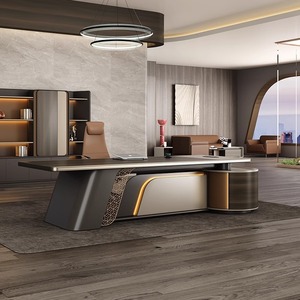 โต๊ะทำงานผู้บริหารระดับหรูพร้อมตู้เก็บของ โต๊ะทำงานผู้บริหารไม้คุณภาพสูง เฟอร์นิเจอร์สำนักงาน ดีไซน์ทันสมัย โต๊ะทำงานซีอีโอ - Product Image 2