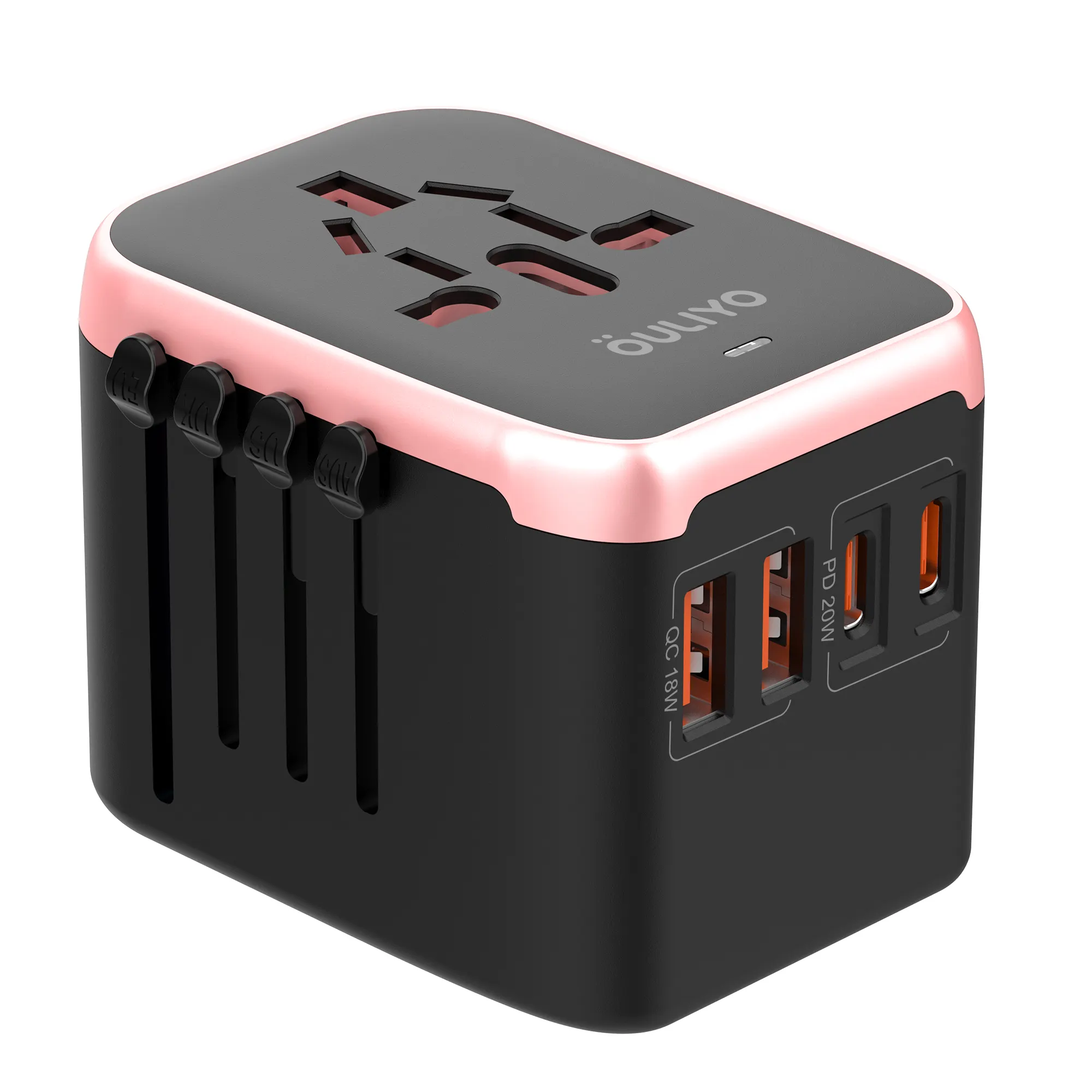 Adaptateur de voyage universel adaptateur de voyage universel avec prise de prise électrique de chargeur Usb intelligent Usb et type-c