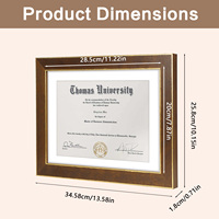 Cadre de diplôme de logo personnalisé à la mode en bois rustique fait à la main-affichage de document de décor de bureau pour des certificats de degré et d'attribution