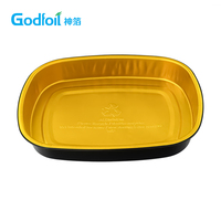 Conteneur Smoothwall 11 pouces noir avec feuille d'or, boîte alimentaire rigide en aluminium de 60 oz pour la restauration aérienne et les plats à emporter gastronomiques