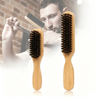 Brosse à barbe en bambou à poils de sanglier doux pour hommes, brosse de toilettage OEM pour barbier, soin de la barbe, coiffage et nettoyage des cheveux