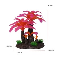 Ornement d'aquarium en forme de palmier artificiel en plastique, base en résine lestée, cachette pour poissons, décor multicolores