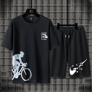 Tenue de sport d'été T-shirt ample à manches courtes <span class=keywords><strong>Pantalon</strong></span> court minimaliste Ensemble décontracté pour hommes pour étudiants - Product Image 4