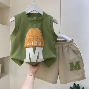 Conjunto de Verano sin Mangas para Niños, Chaleco Informal con Dibujos Animados, Pantalones Cortos de Poliéster/Algodón, Marca LURI, Conjuntos de Ropa - Product Image 3