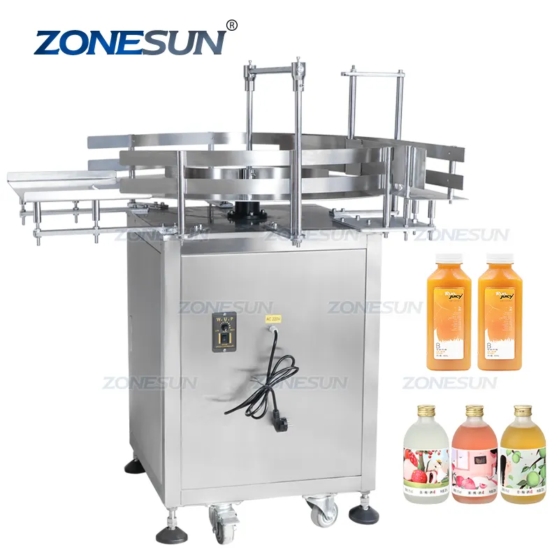 ZONESUN Automatische Ronde Rotary Plastic Glazen Fles Unscrambler Glazen Fles Sorteren Draaitafel Voeden Tafel