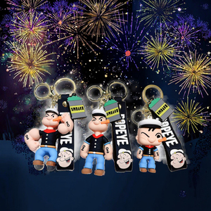 Lelanda Creative Cute Cartoon 3D Rubber Non-Toxic Carabiner Popeye Keychain Children's Pendant Bag Car Accessory <strong>Small</strong> Gift - Product Image 3