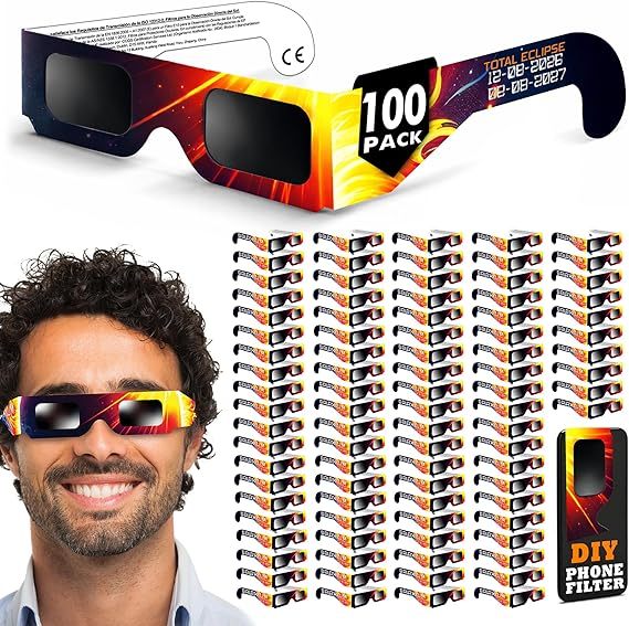 Bulk 2026 Solar Eclipse Glasses, ISO 12312-2 & CE Certified Safe Shades, AAS Compliant Direct Viewing