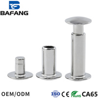 Rivets plats en acier inoxydable sans nickel de 5 mm, type Chicago, pour la reliure de sacs en cuir, documents et livres