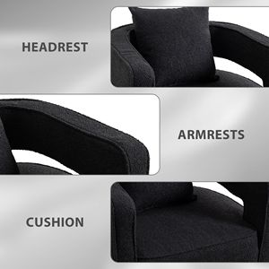 <span class=keywords><strong>Poltrona</strong></span> Girevole M Boucle, Sedia Rotante Imbottita Moderna con Cuscino per Soggiorno e Arredamento Casa - Product Image 4