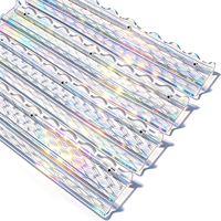 Support de Mahjong en Acrylique Transparent Iridescent Effet Laser, Bords Ondulés, Règle de Poussée pour Mahjong, Support Personnalisable en Acrylique pour Mahjong