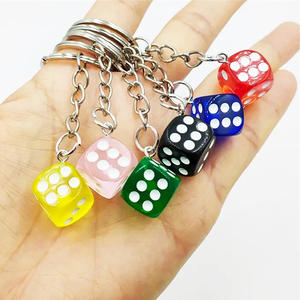Simulation couleur dés porte-clés résine couleur unie Mini Mahjong pendentif Rectangle motif caoutchouc bijoux accessoires - Product Image 1