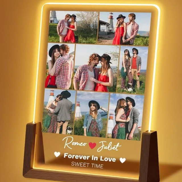 Personalized Gifts for Him Her Custom Music Picture Frame Acrylic Song Plaque Unique Gifts Night Light Anniversary Birthday Gift