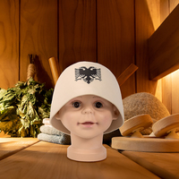 Chapeau de sauna en feutre de laine blanc avec logo personnalisé et boucle de suspension, doux et réutilisable, écologique, résistant à la chaleur et respirant pour hammam