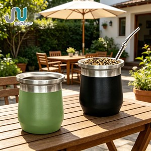 Tasse à Yerba Maté en Acier Inoxydable à Double Paroi de 200 ml, <span class=keywords><strong>Gourde</strong></span> Mate Isolée avec Base Antidérapante, Bord Lisse, Sans BPA - Product Image 1